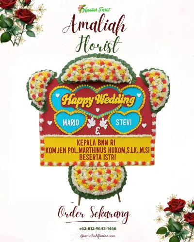 Karangan Papan Bunga Pernikahan di Cibiuk